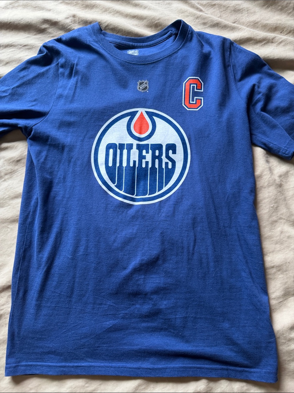 Edmonton Oilers Blue Logo Short Sleeve T-Shirt